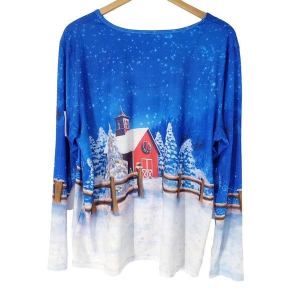 Gloria Vanderbilt Casuals Women Tabitha Shirt Snowy Scene Long Sleeve 2XL New - Picture 2 of 12